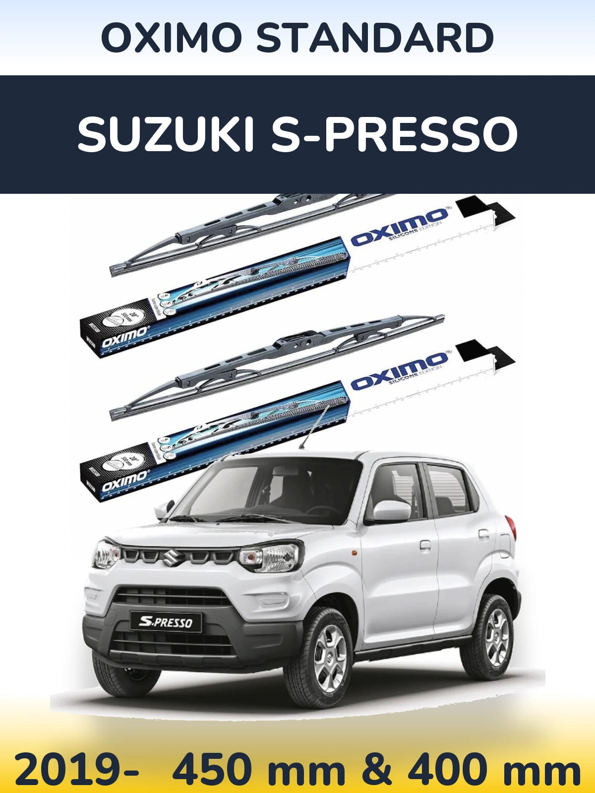 Komplet przednich wycieraczek Oximo Standard 450 & 400 mm do Suzuki S-Presso 2019-2026