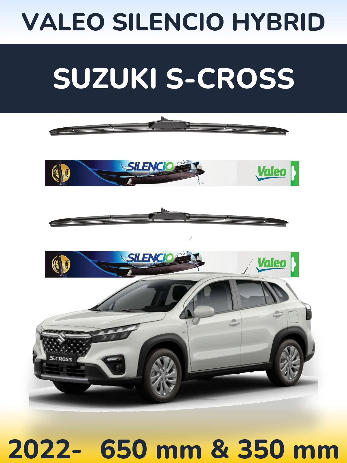 Комплект передних дворников Valeo Silencio Hybrid 650 & 350 мм для Suzuki S-Cross 2022-2026