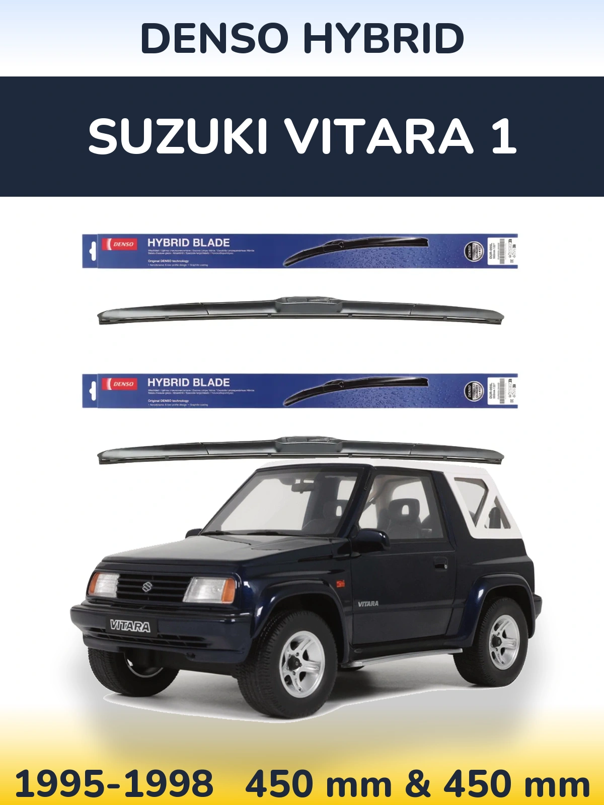 Komplet przednich wycieraczek Denso Hybrid 450 & 450 mm do Suzuki Vitara 1 1995-1998