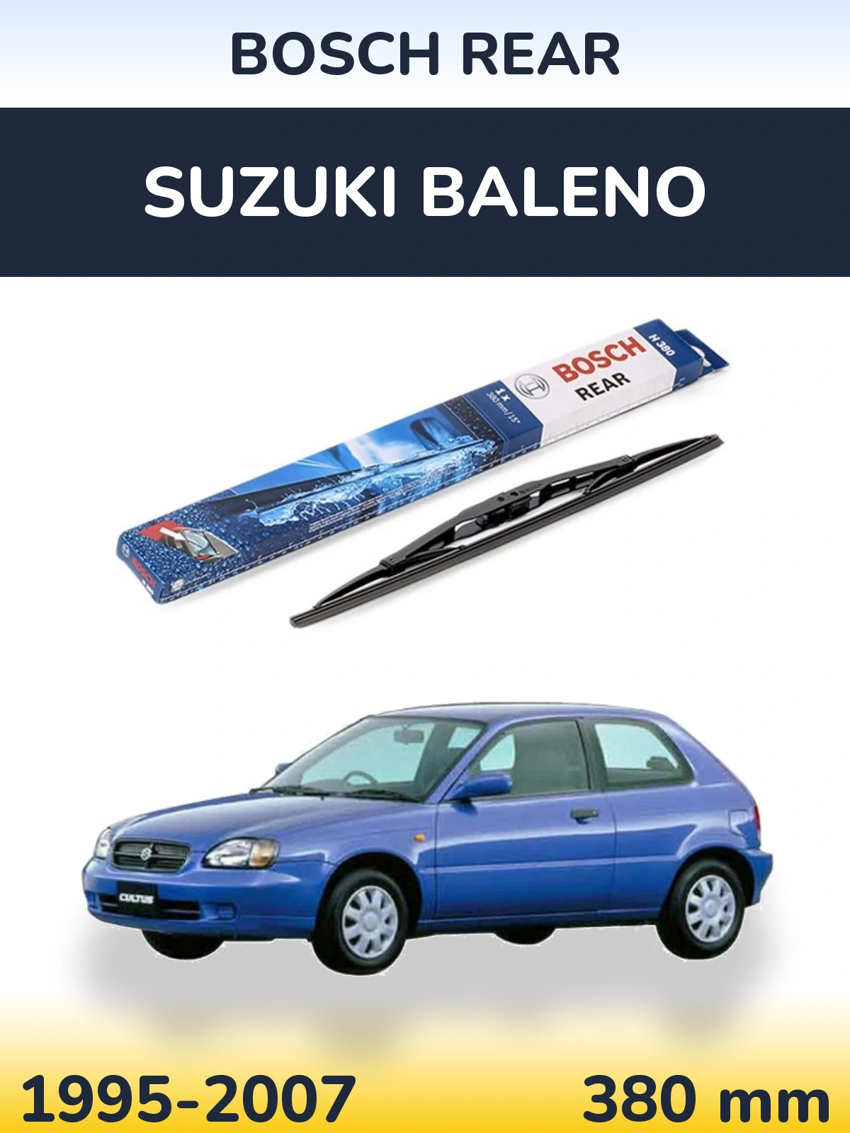 Задний дворник BOSCH Rear 380 мм для Suzuki Baleno 1995-2007