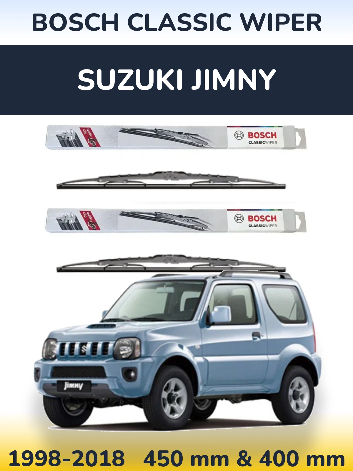 Komplet przednich wycieraczek BOSCH Classic Wiper 450 & 400 mm do Suzuki Jimny 1998-2018