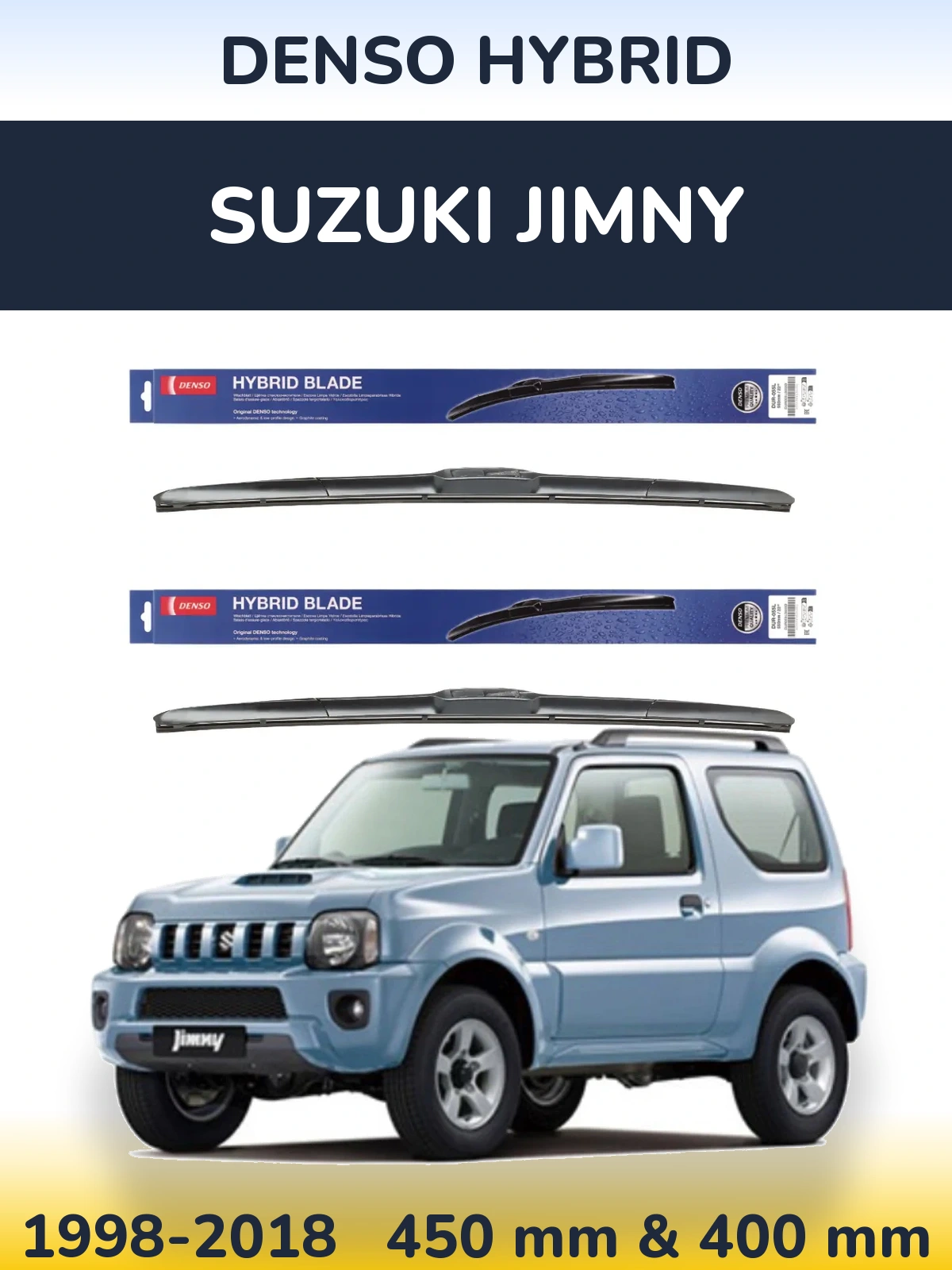 Комплект передних дворников Denso Hybrid 450 & 400 мм для Suzuki Jimny 1998-2018