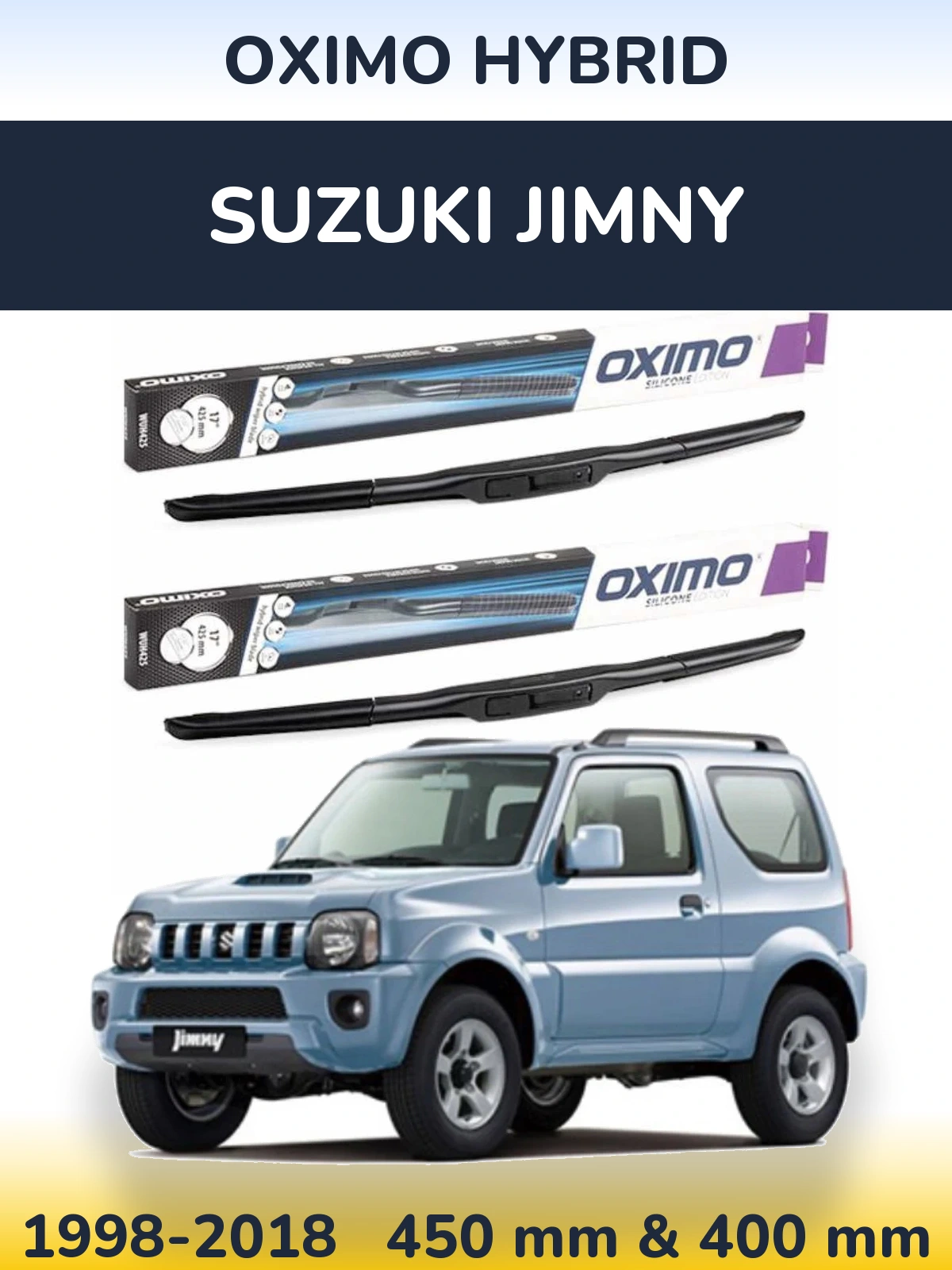 Front wiper blade set Oximo Hybrid 450 & 400 mm for Suzuki Jimny 1998-2018