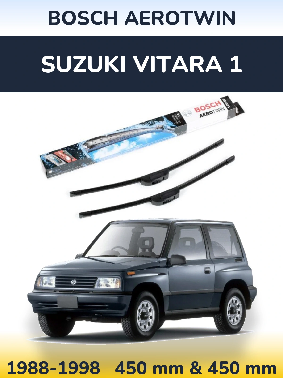 Комплект передніх щіток BOSCH AeroTwin 450 & 450 мм для Suzuki Vitara 1 1988-1998