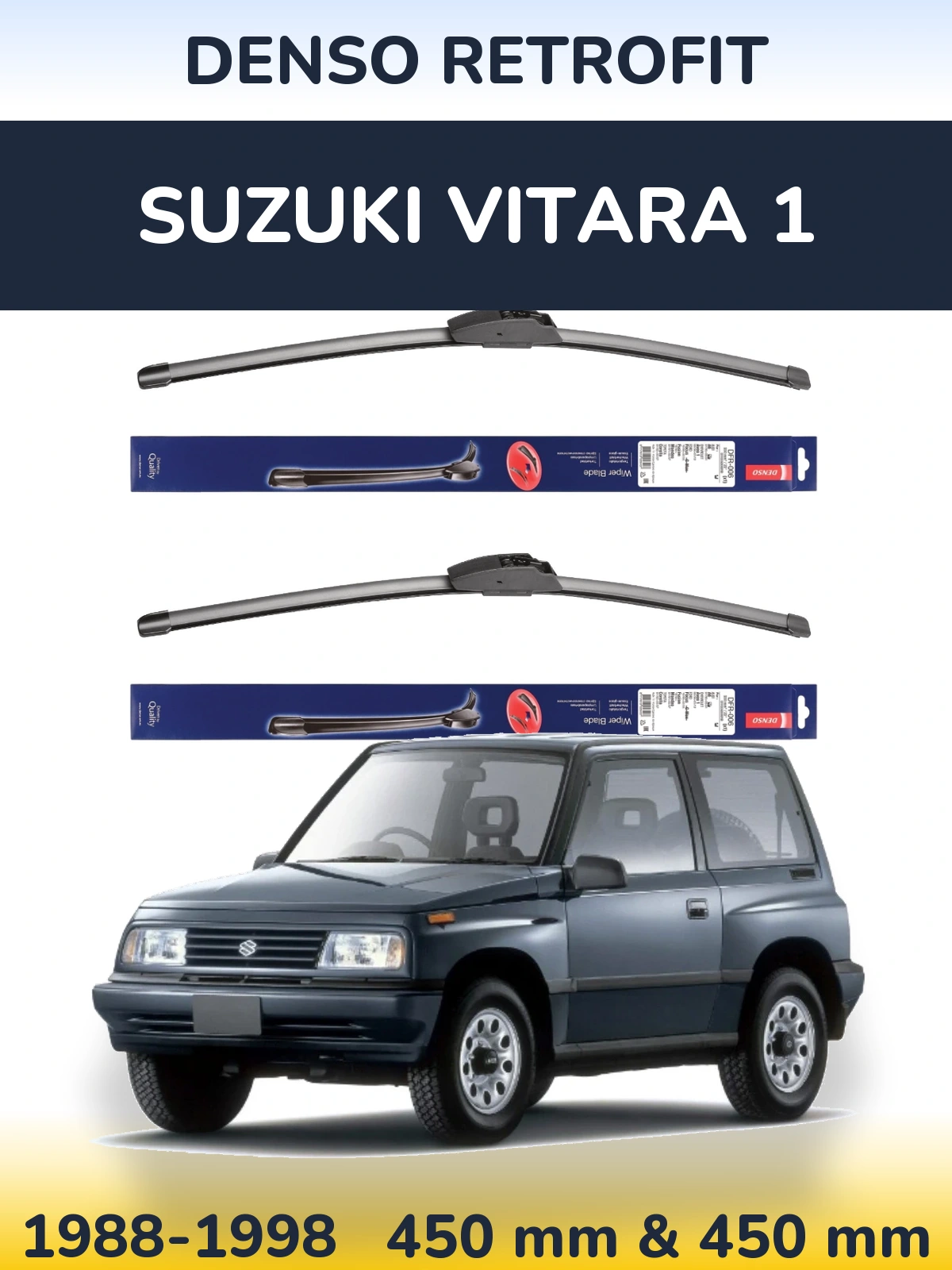 Komplet przednich wycieraczek Denso Retrofit 450 & 450 mm do Suzuki Vitara 1 1988-1998