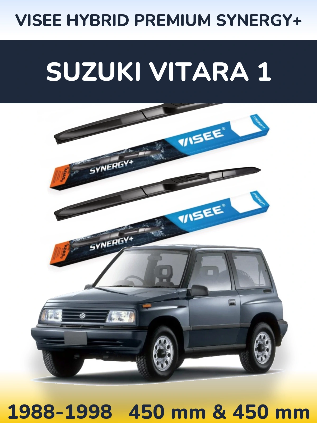 Комплект передніх щіток VISEE HYBRID PREMIUM SYNERGY+ 450 & 450 мм для Suzuki Vitara 1 1988-1998