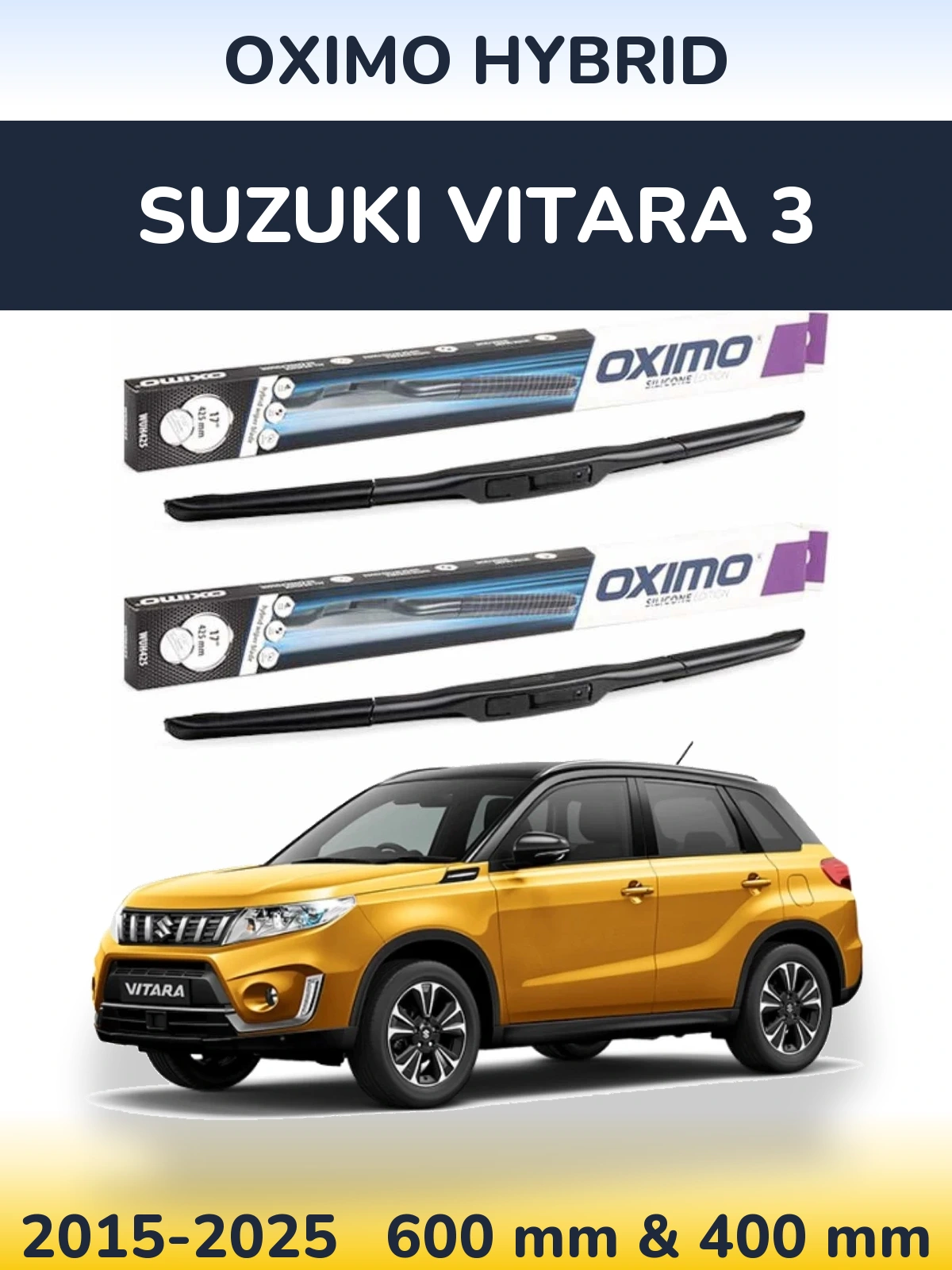 Komplet przednich wycieraczek Oximo Hybrid 600 & 400 mm do Suzuki Vitara 3 2015-2025