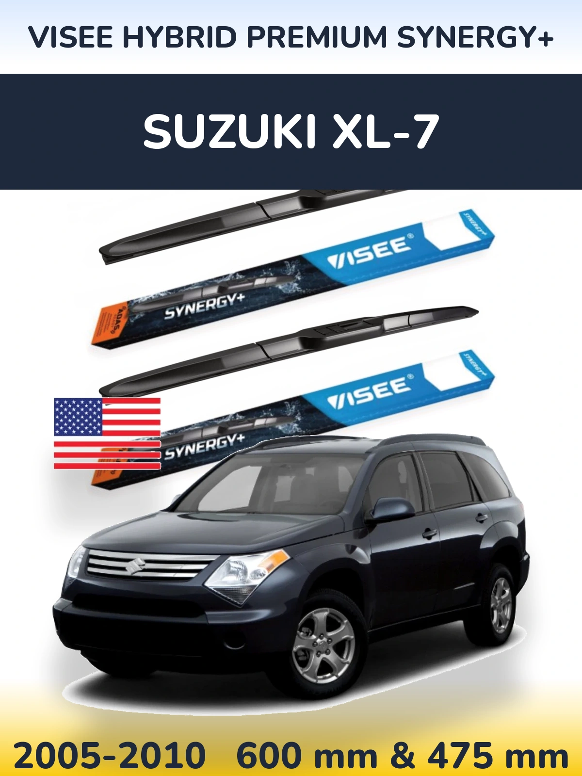 Комплект передних дворников VISEE HYBRID PREMIUM SYNERGY+ 600 & 475 мм для Suzuki XL-7 2005-2010