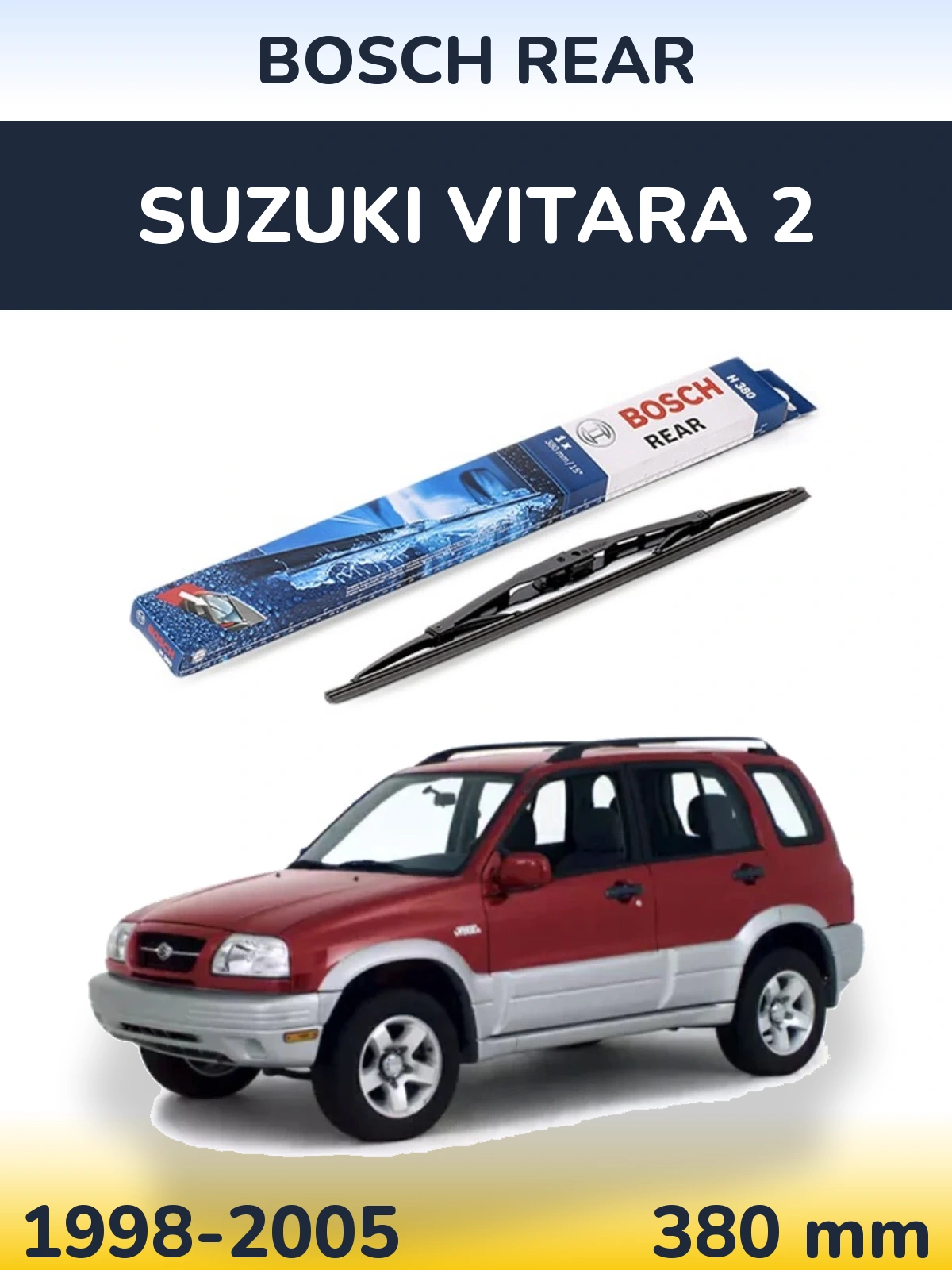 Rear wiper blade BOSCH Rear 380 mm for Suzuki Vitara 2 1998-2005