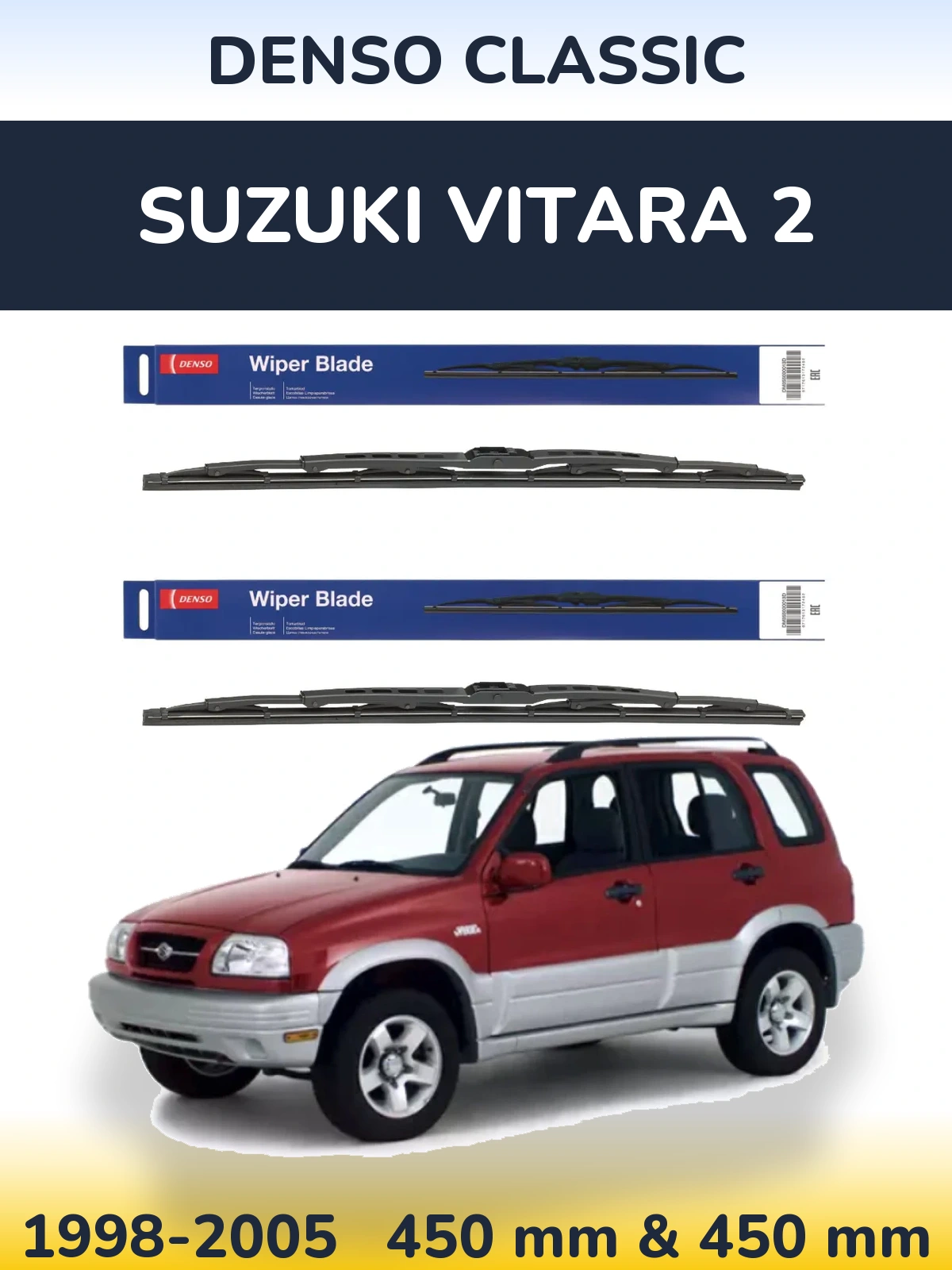 Komplet przednich wycieraczek Denso Classic 450 & 450 mm do Suzuki Vitara 2 1998-2005