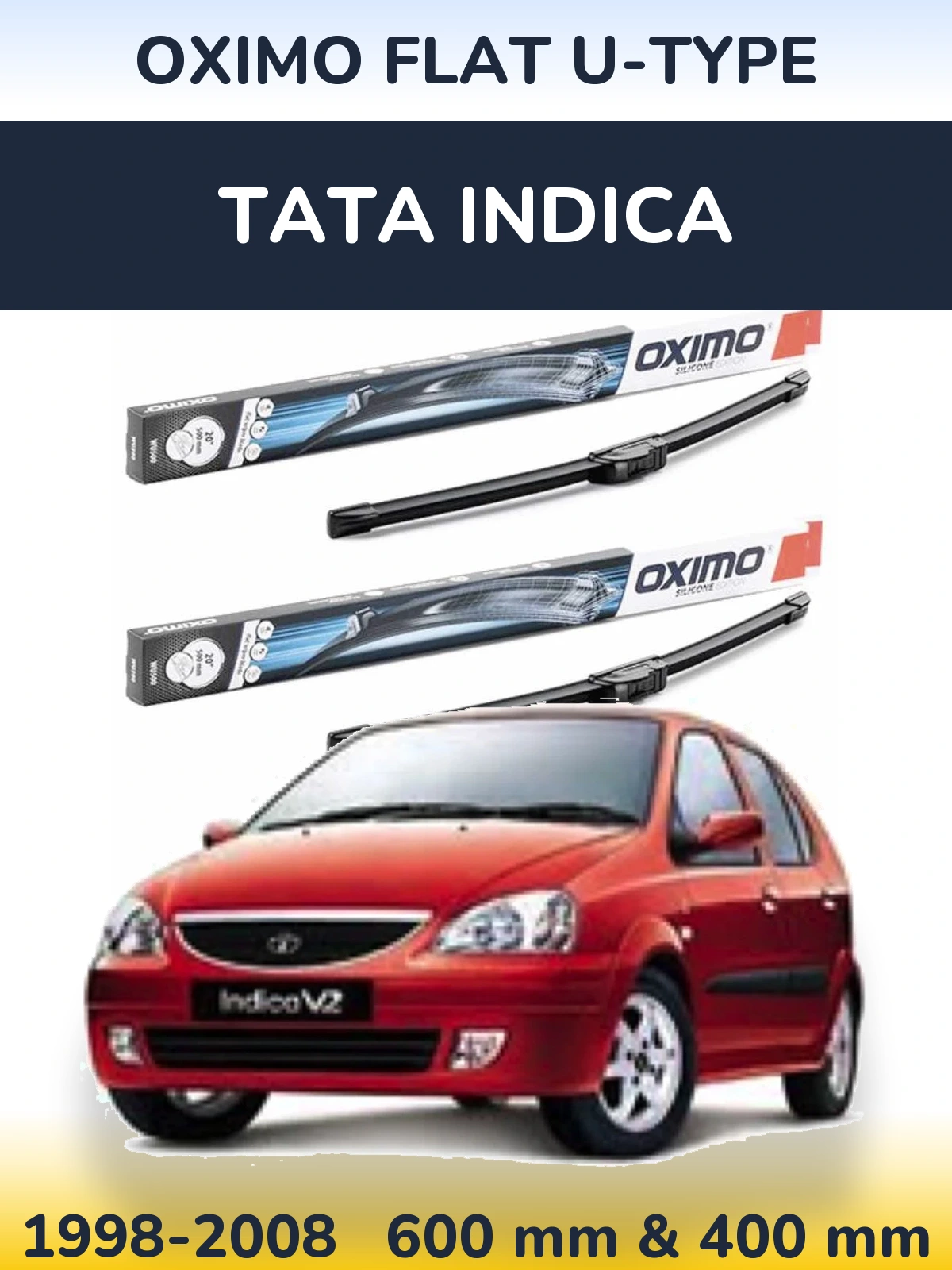 Komplet przednich wycieraczek Oximo Flat U-type 600 & 400 mm do Tata Indica 1998-2008