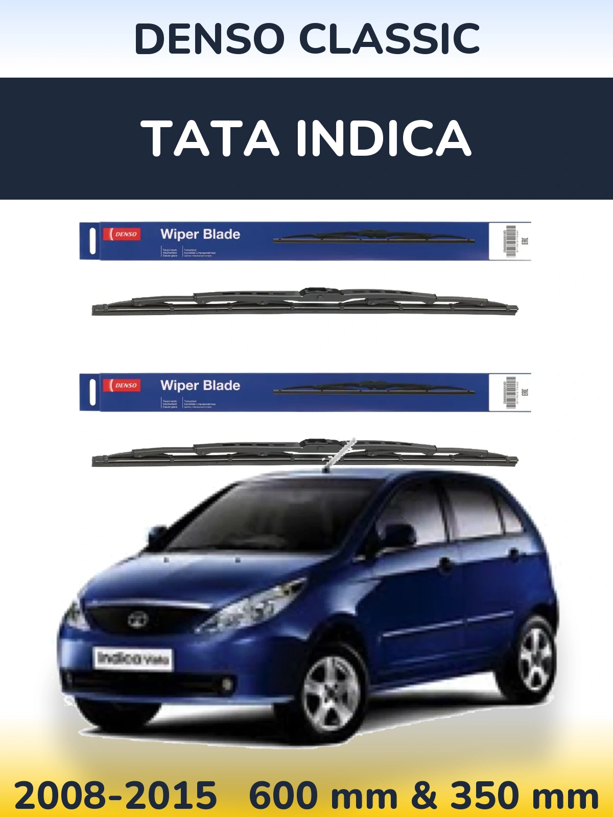 Komplet przednich wycieraczek Denso Classic 600 & 350 mm do Tata Indica 2008-2015