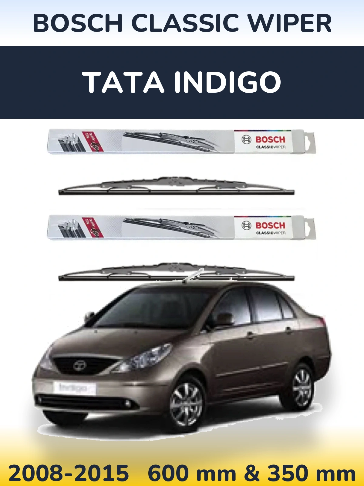 Komplet przednich wycieraczek BOSCH Classic Wiper 600 & 340 mm do Tata Indigo 2008-2015