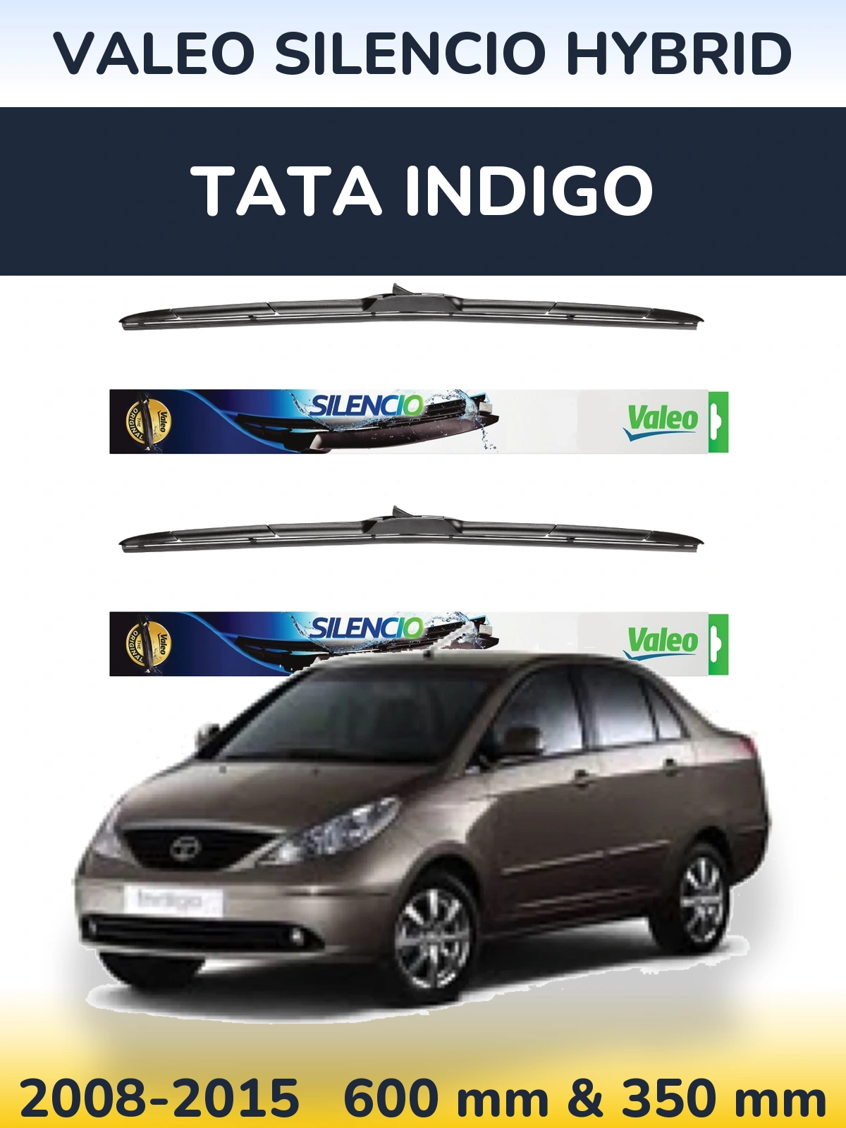 Комплект передних дворников Valeo Silencio Hybrid 600 & 350 мм для Tata Indigo 2008-2015