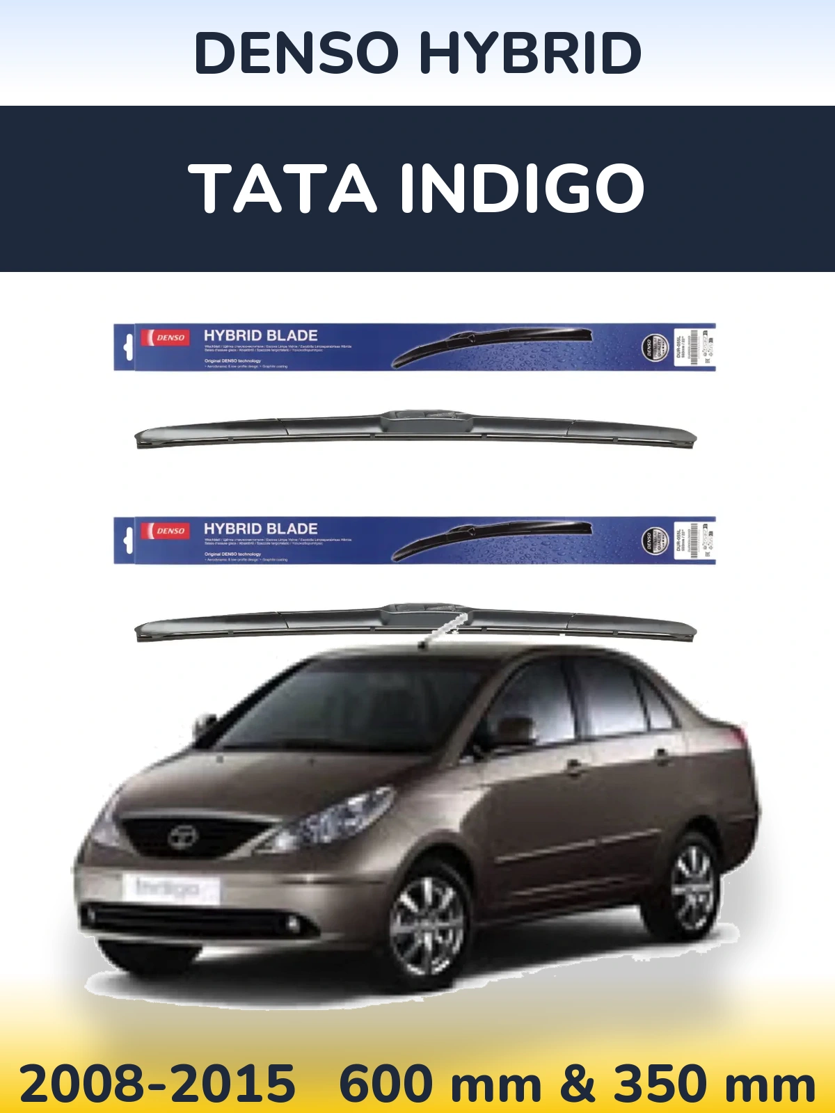 Комплект передніх щіток Denso Hybrid 600 & 350 мм для Tata Indigo 2008-2015