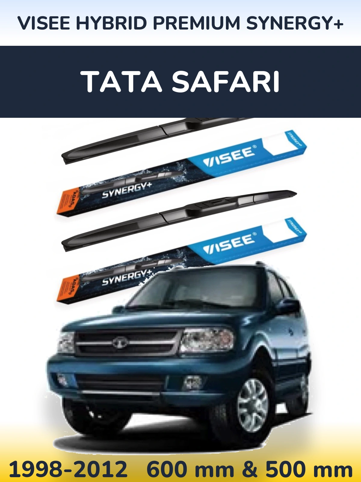 Komplet przednich wycieraczek VISEE HYBRID PREMIUM SYNERGY+ 600 & 500 mm do Tata Safari 1998-2012
