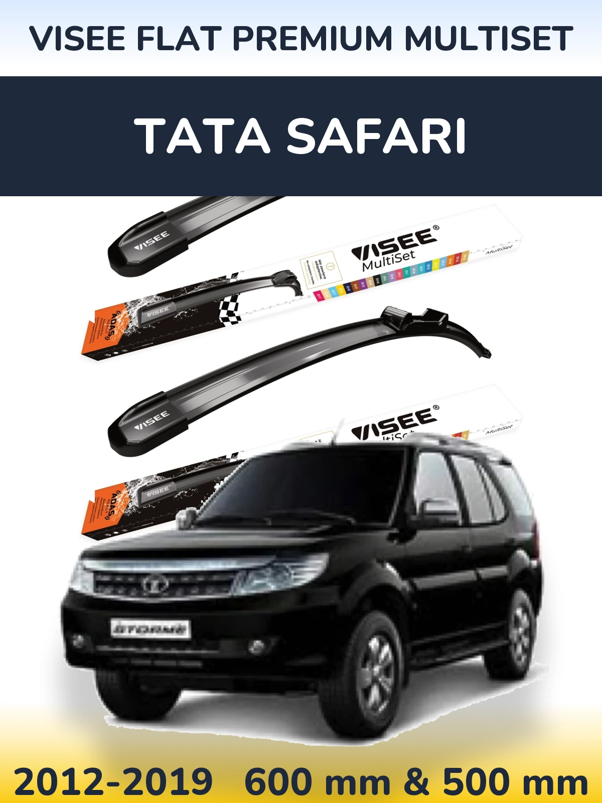 Komplet przednich wycieraczek VISEE FLAT PREMIUM MultiSet 600 & 500 mm do Tata Safari 2012-2019
