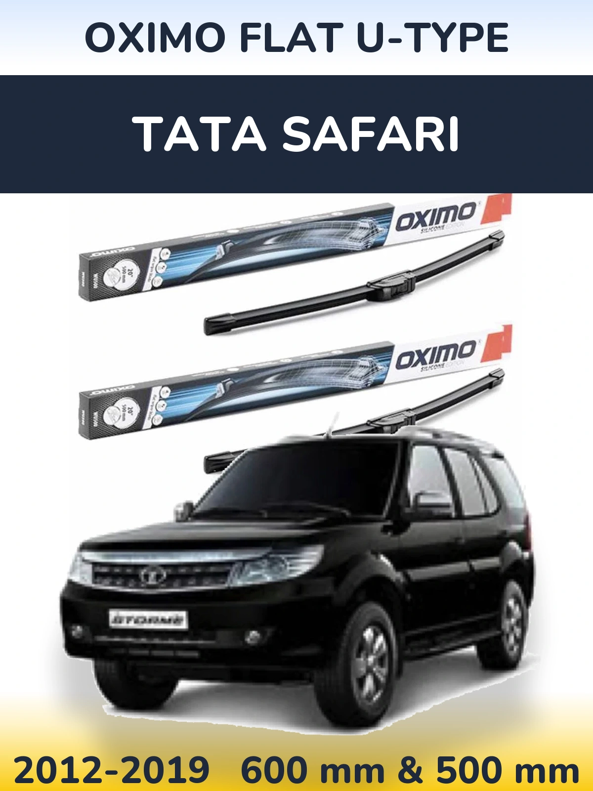 Комплект передних дворников Oximo Flat U-type 600 & 500 мм для Tata Safari 2012-2019