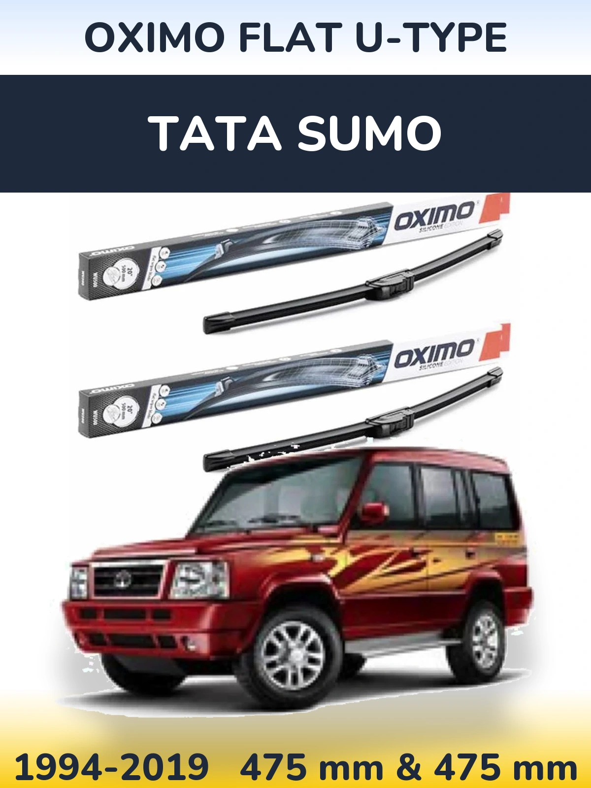 Komplet przednich wycieraczek Oximo Flat U-type 475 & 475 mm do Tata Sumo 1994-2019