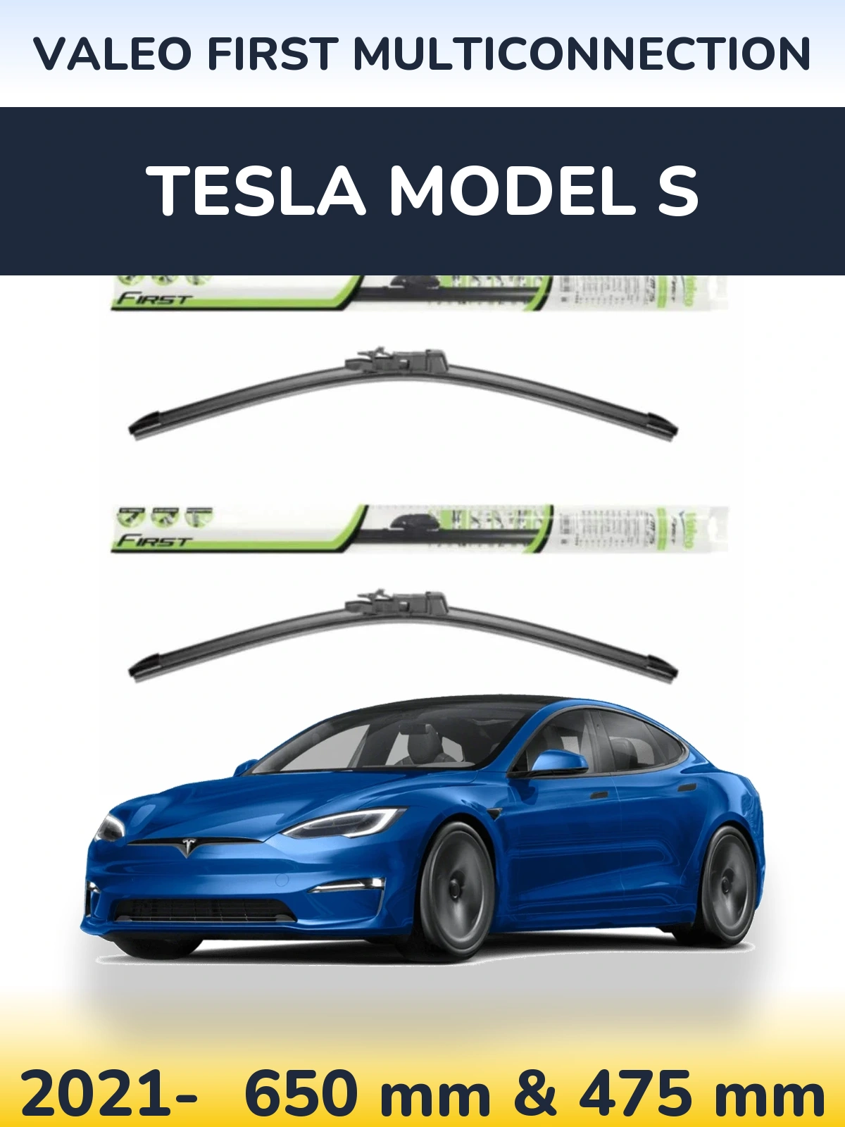 Комплект передних дворников Valeo First MultiConnection 650 & 475 мм для Tesla Модель S 2021-2026
