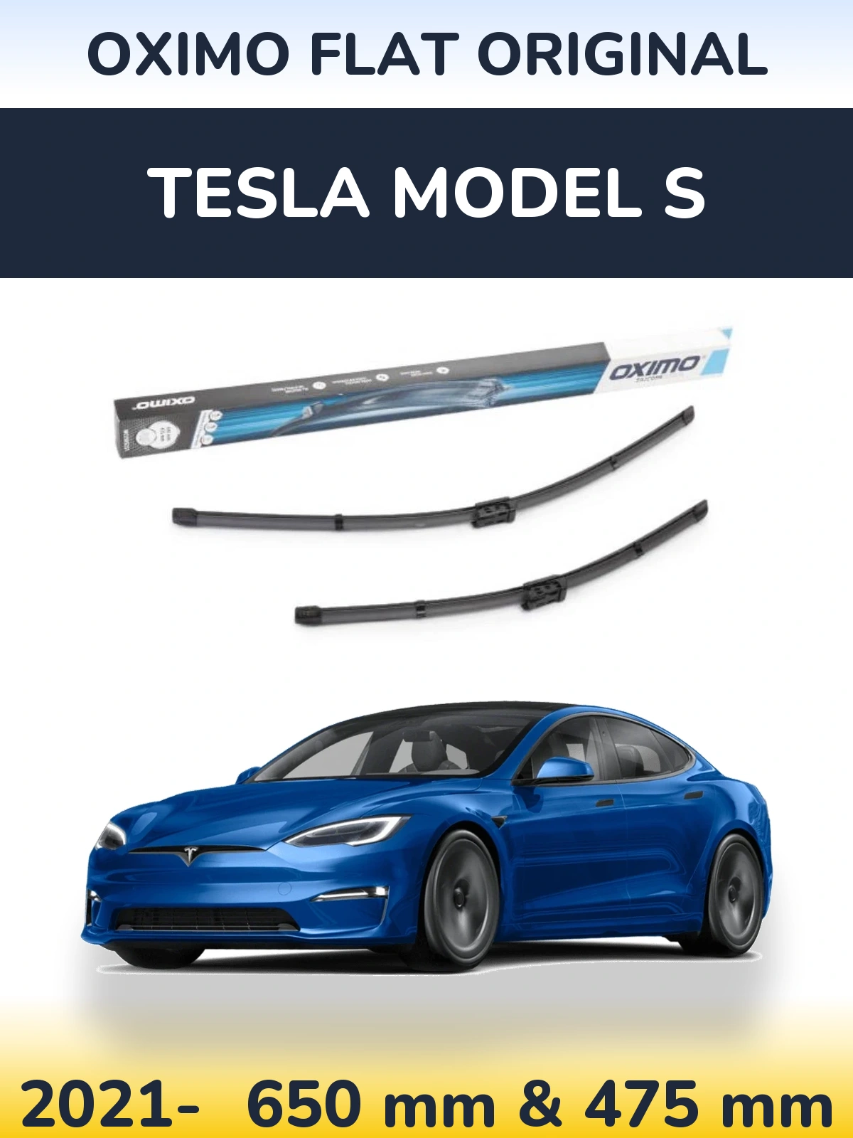 Komplet przednich wycieraczek Oximo Flat Original 650 & 475 mm do Tesla Model S 2021-2026