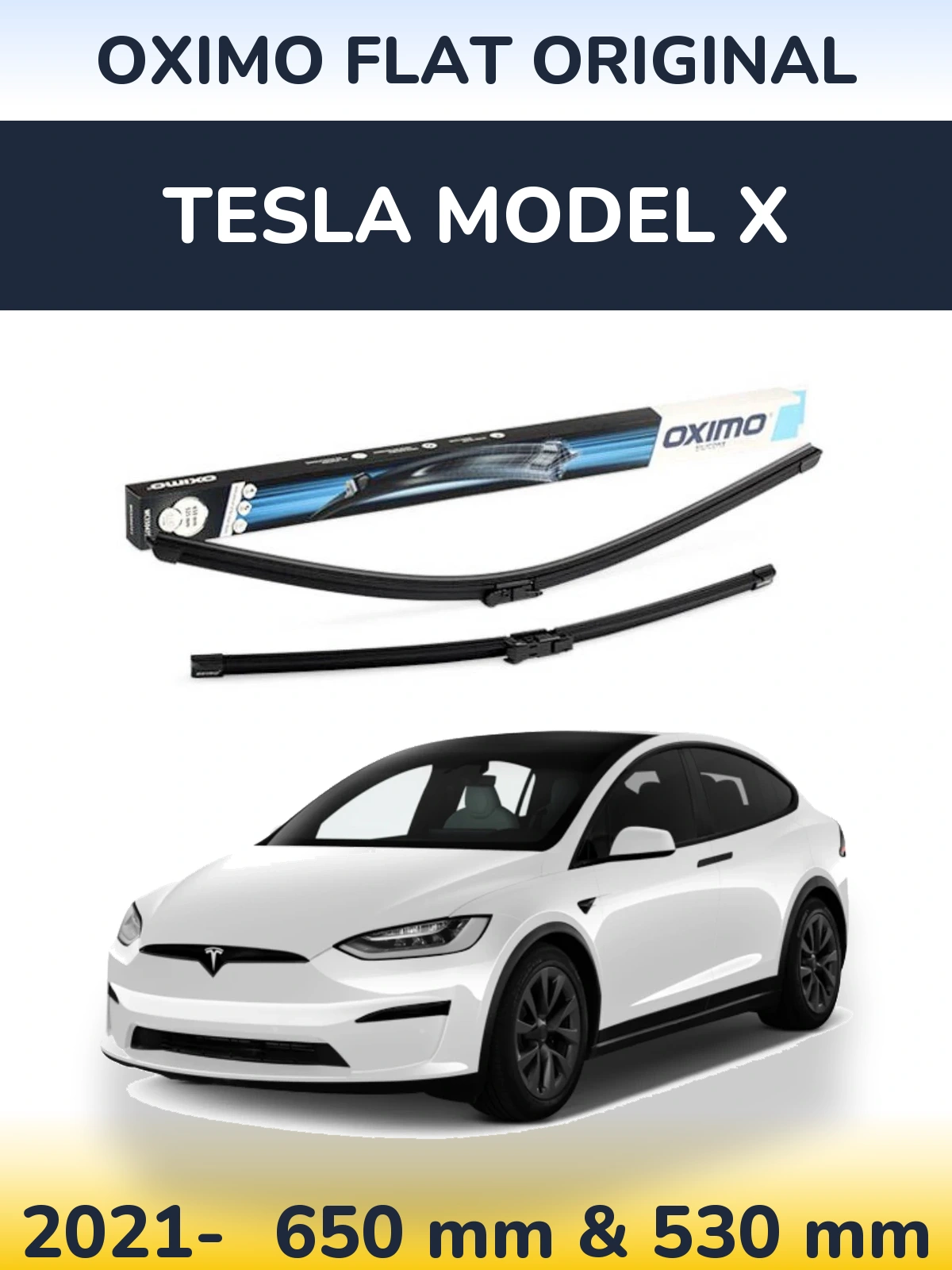 Komplet przednich wycieraczek Oximo Flat Original 650 & 530 mm do Tesla Model X 2021-2026