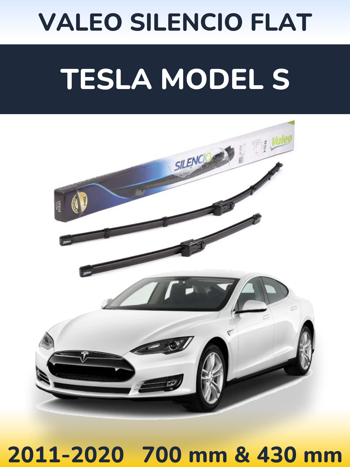 Komplet przednich wycieraczek Valeo Silencio Flat 680 & 430 mm do Tesla Model S 2011-2020
