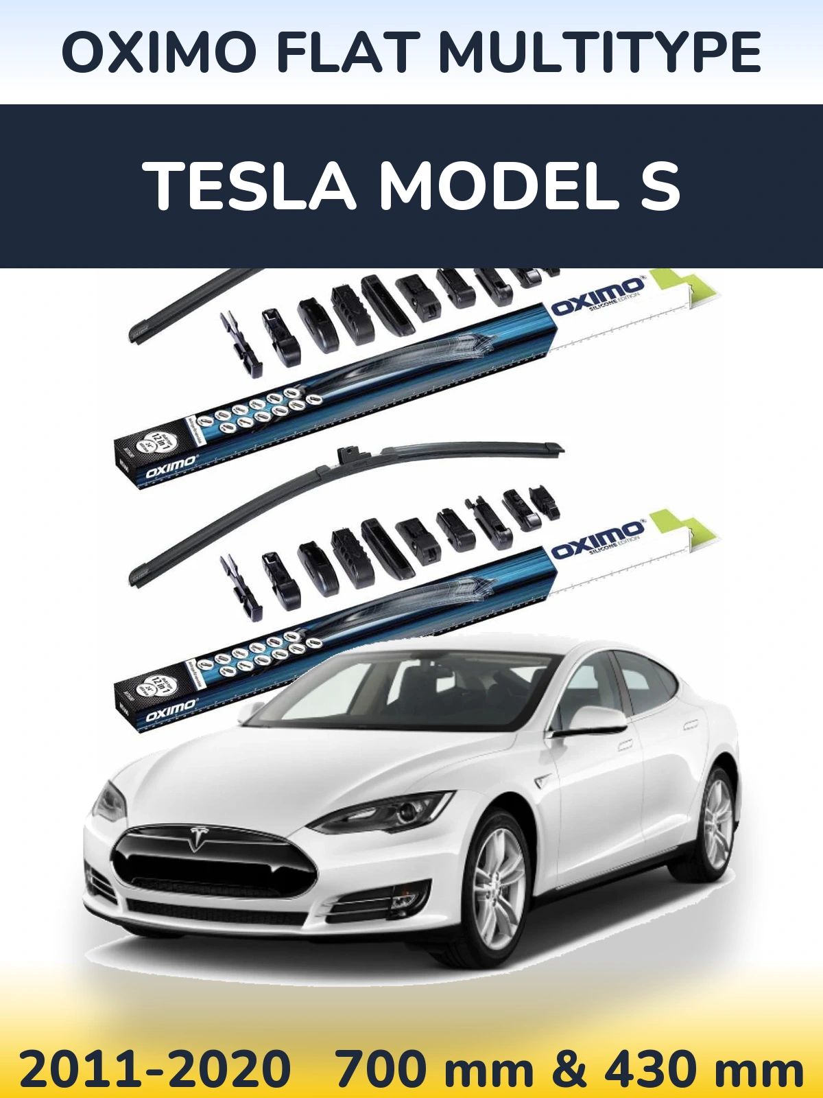 Комплект передних дворников Oximo Flat MultiТипe 700 & 430 мм для Tesla Модель S 2011-2020