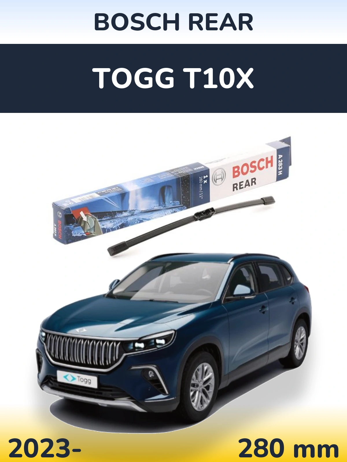 Rear wiper blade BOSCH Rear 280 mm for TOGG T10X 2023-2026