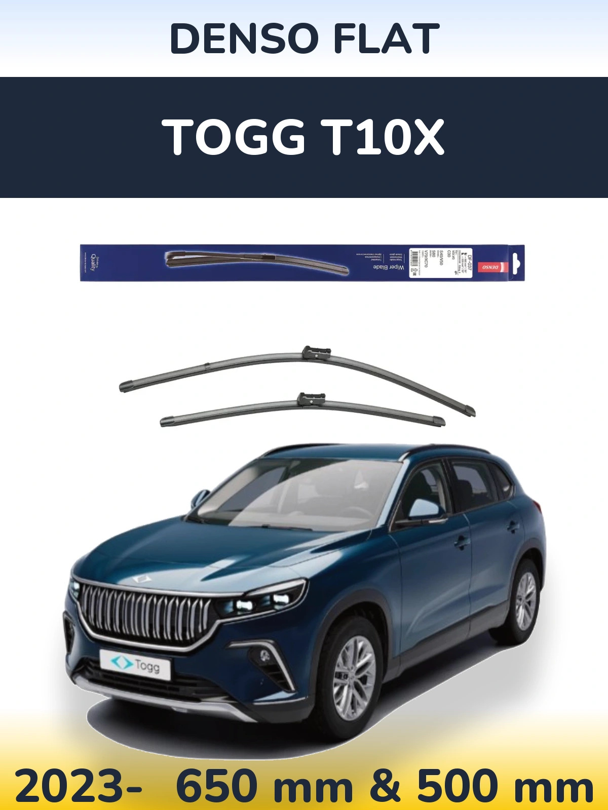 Komplet przednich wycieraczek Denso Flat 650 & 500 mm do TOGG T10X 2023-2026