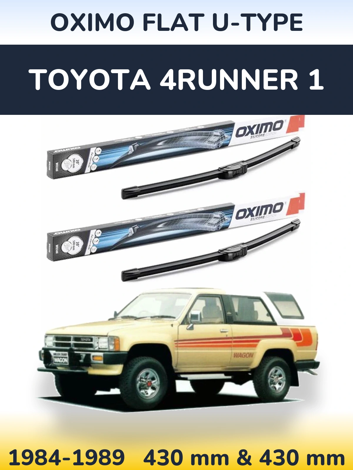 Комплект передних дворников Oximo Flat U-type 430 & 430 мм для Toyota 4Runner 1 1984-1989