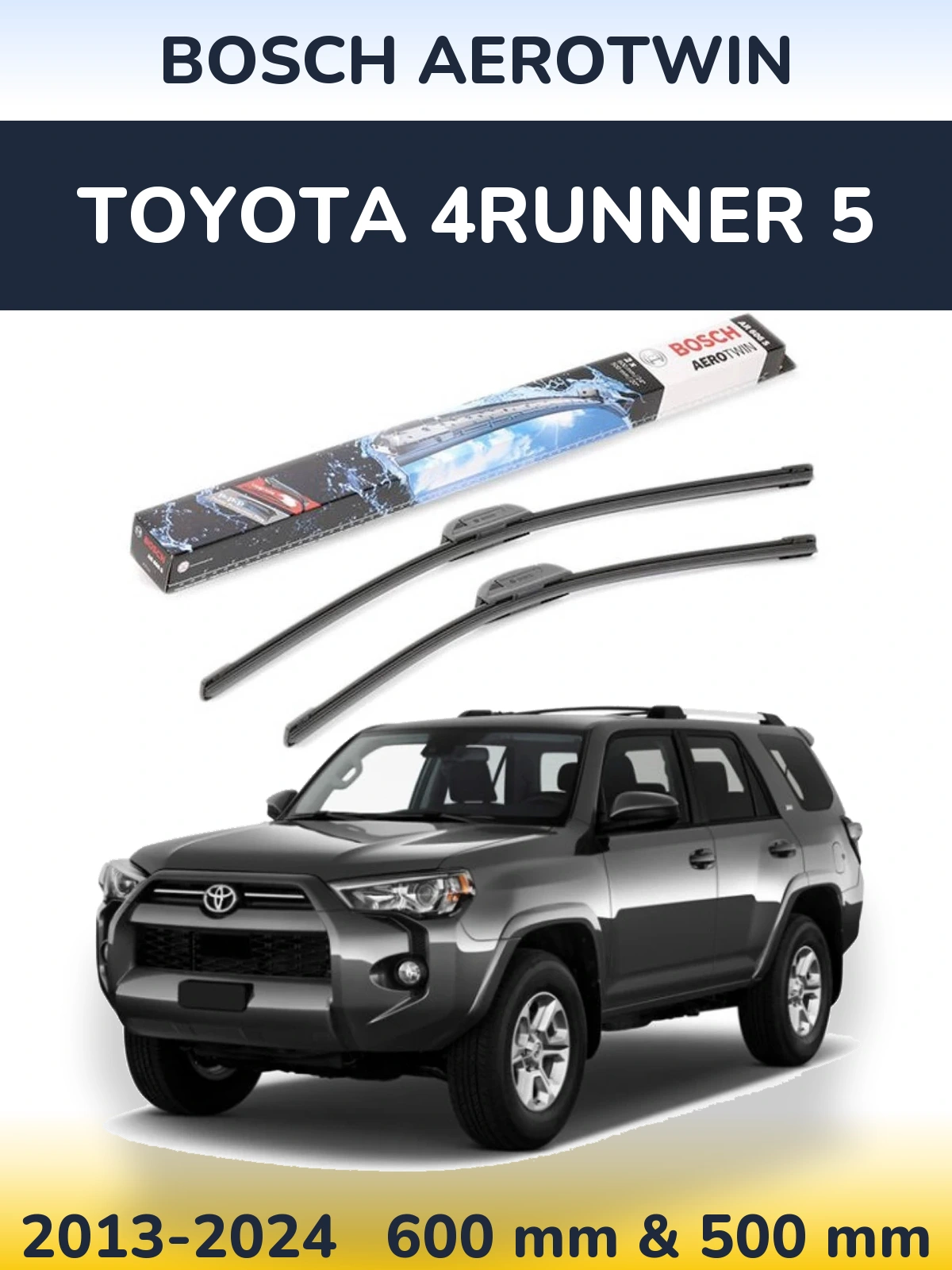 Комплект передних дворников BOSCH AeroTwin 600 & 500 мм для Toyota 4Runner 5 2013-2024