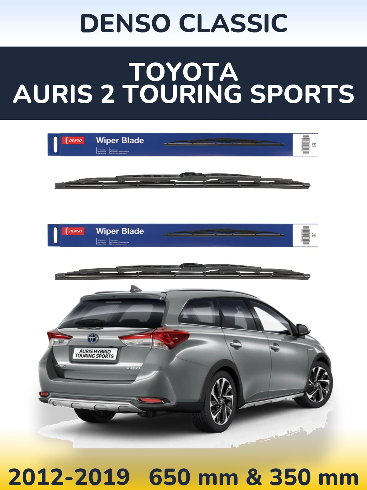 Komplet przednich wycieraczek Denso Classic 650 & 350 mm do Toyota Auris 2 Touring Sports 2012-2019