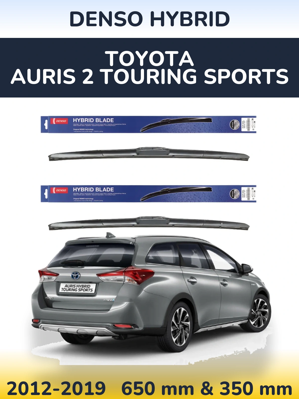 Komplet przednich wycieraczek Denso Hybrid 650 & 350 mm do Toyota Auris 2 Touring Sports 2012-2019