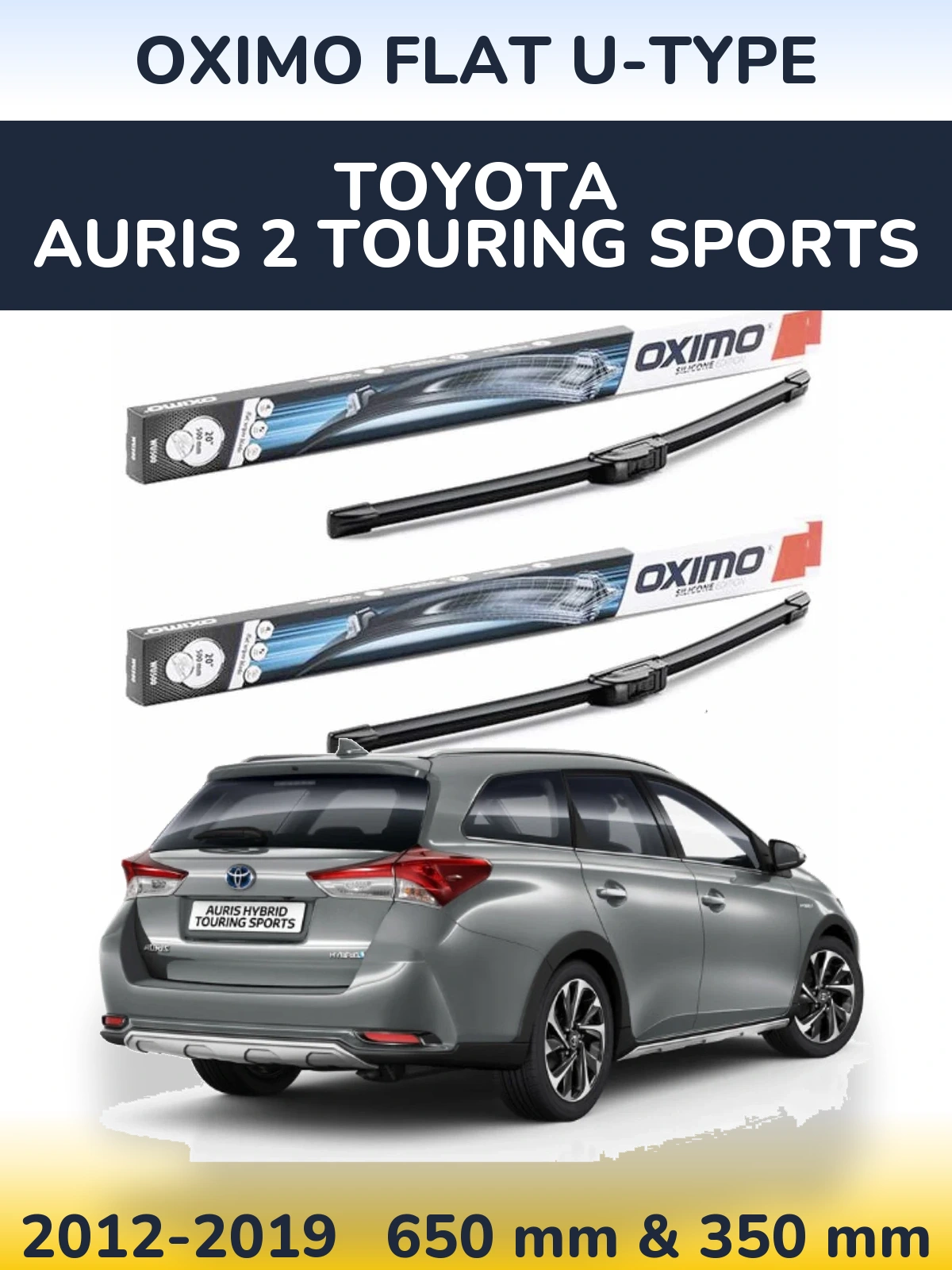 Komplet przednich wycieraczek Oximo Flat U-type 650 & 350 mm do Toyota Auris 2 Touring Sports 2012-2019