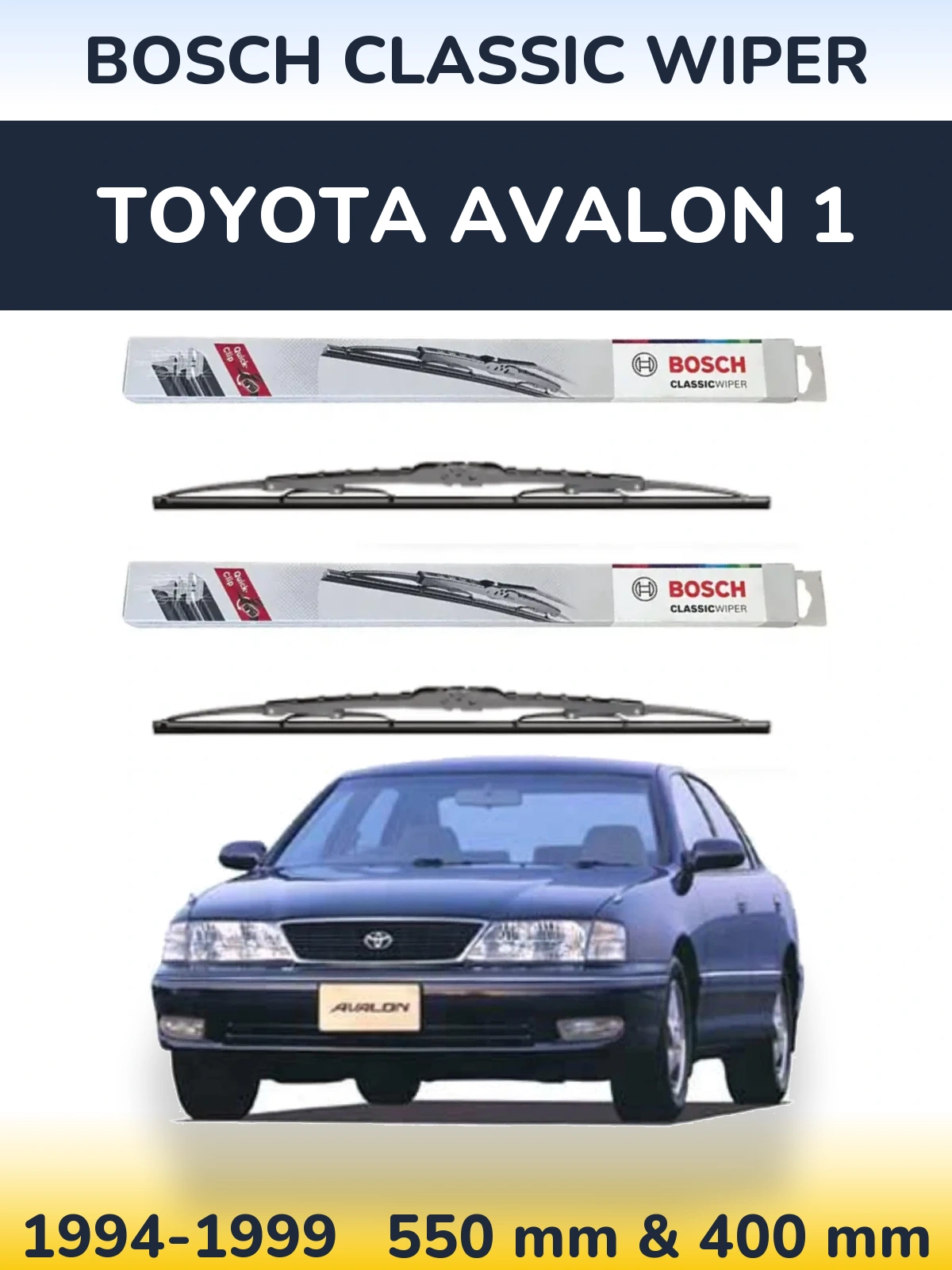 Komplet przednich wycieraczek BOSCH Classic Wiper 550 & 400 mm do Toyota Avalon 1 1994-1999