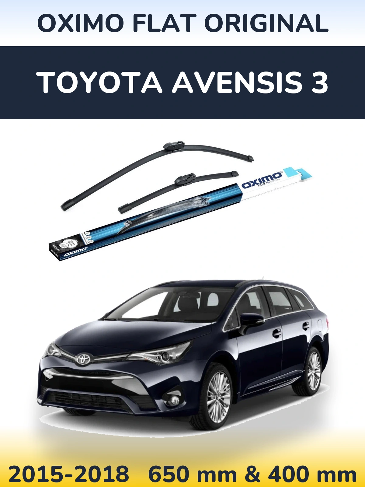 Комплект передних дворников Oximo Flat Original 650 & 400 мм для Toyota Avensis 3 2015-2018