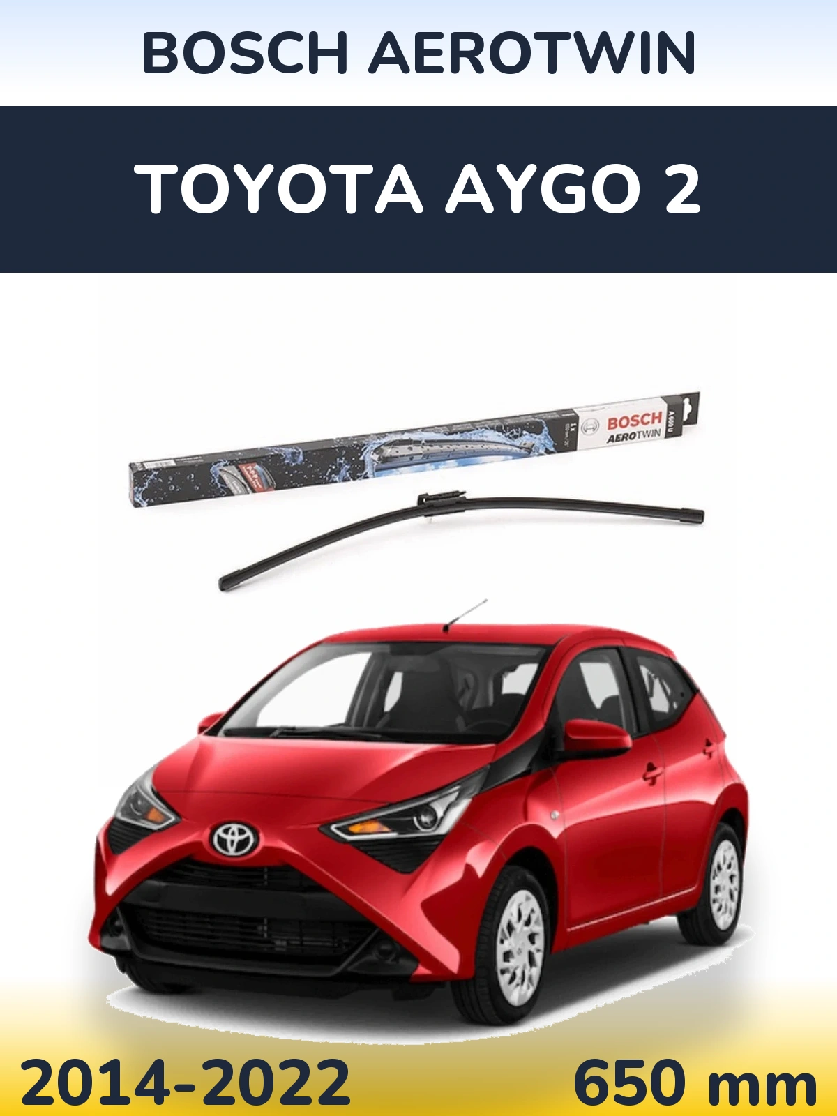 Przednia wycieraczka BOSCH AeroTwin 650 mm do Toyota Aygo 2 2014-2022