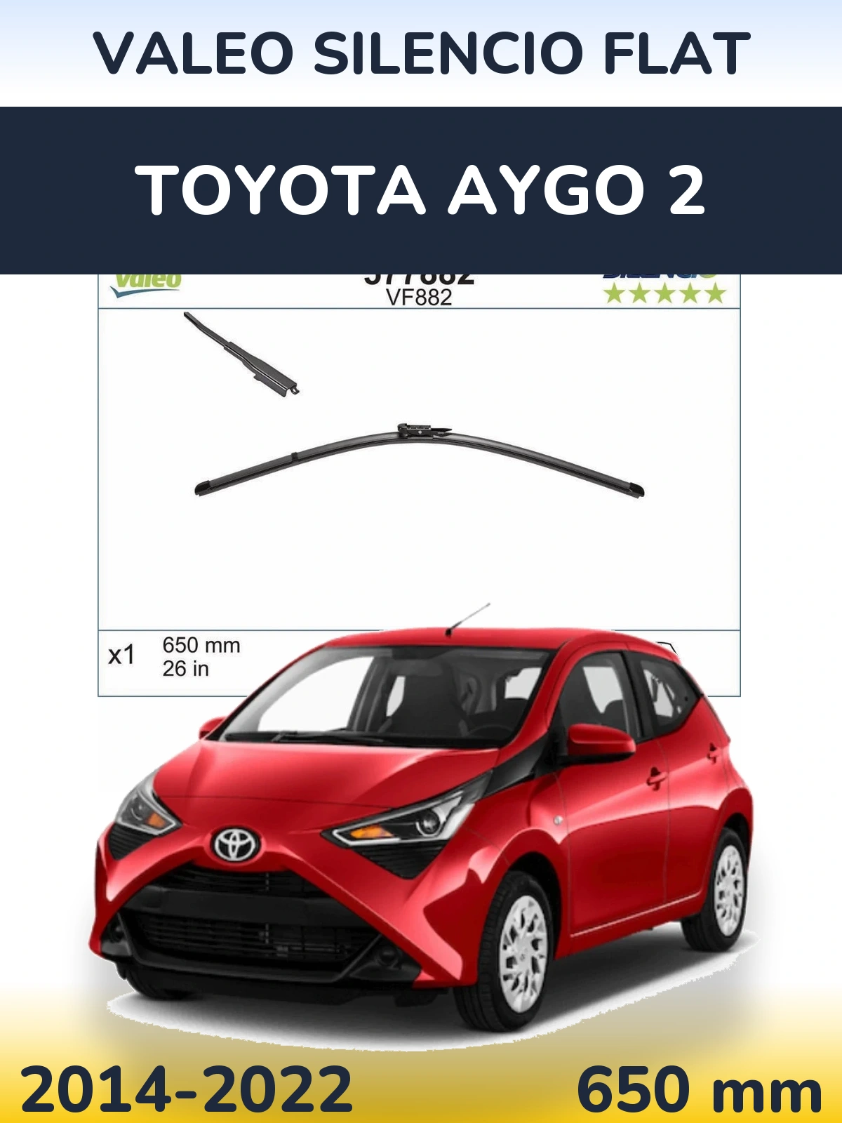 Przednia wycieraczka Valeo Silencio Flat 650 mm do Toyota Aygo 2 2014-2022