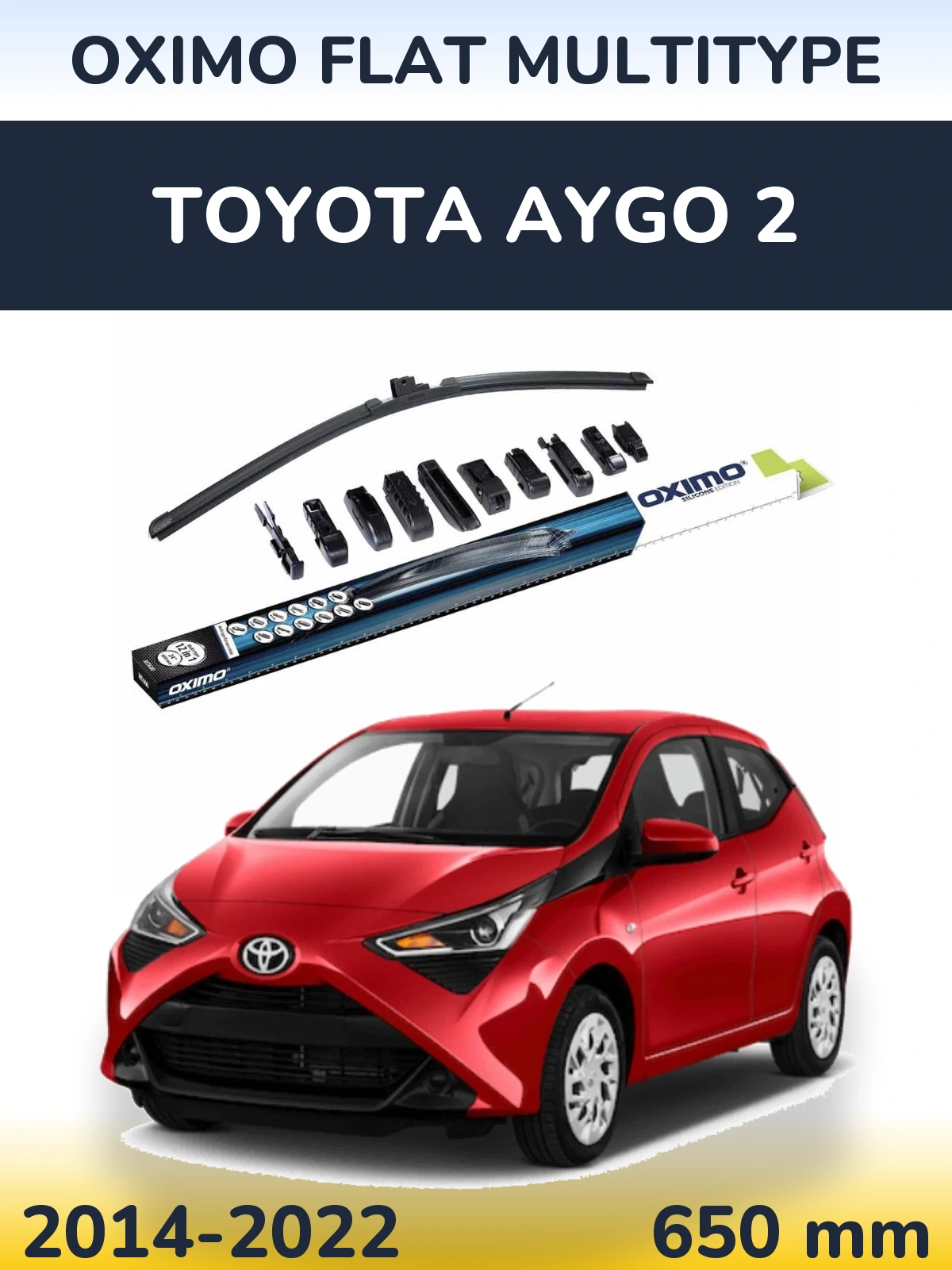 Передний дворник Oximo Flat MultiТипe 650 мм для Toyota Aygo 2 2014-2022