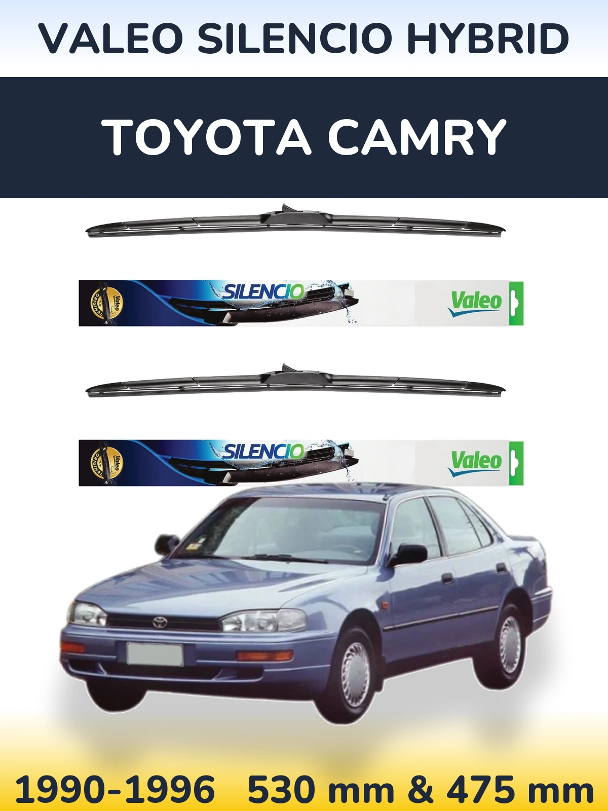 Komplet przednich wycieraczek Valeo Silencio Hybrid 530 & 475 mm do Toyota Camry 1990-1996