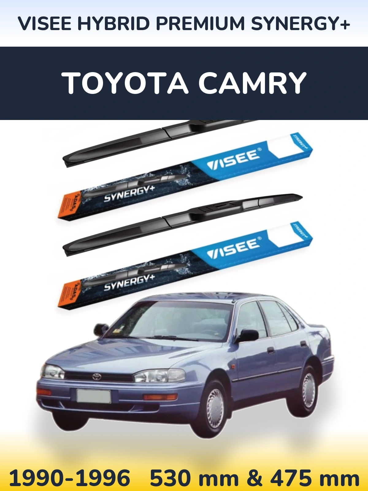 Front wiper blade set VISEE HYBRID PREMIUM SYNERGY+ 530 & 475 mm for Toyota Camry 1990-1996