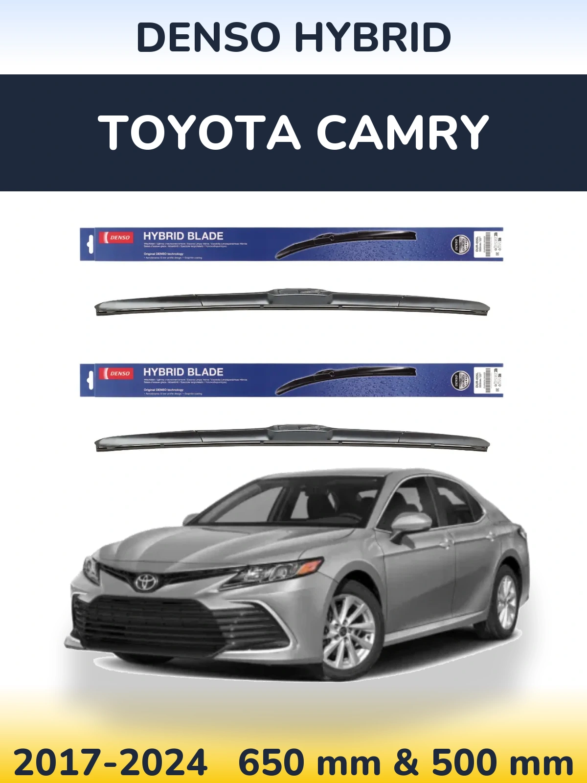 Komplet przednich wycieraczek Denso Hybrid 650 & 500 mm do Toyota Camry 2017-2024