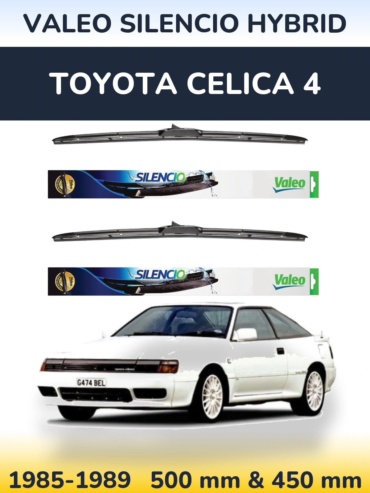 Комплект передних дворников Valeo Silencio Hybrid 500 & 450 мм для Toyota Celica 4 1985-1989
