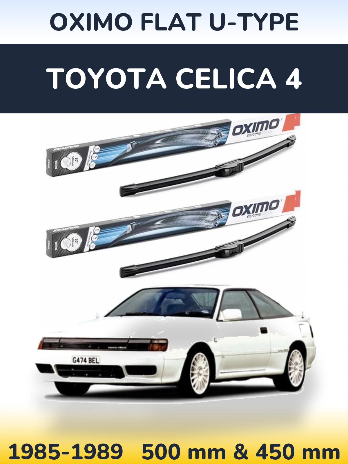 Komplet przednich wycieraczek Oximo Flat U-type 500 & 450 mm do Toyota Celica 4 1985-1989