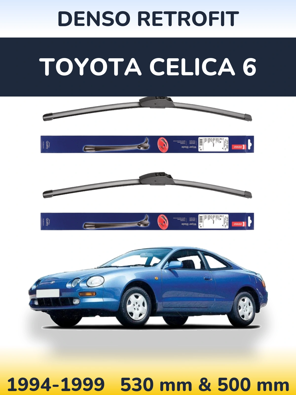 Komplet przednich wycieraczek Denso Retrofit 530 & 500 mm do Toyota Celica 6 1994-1999