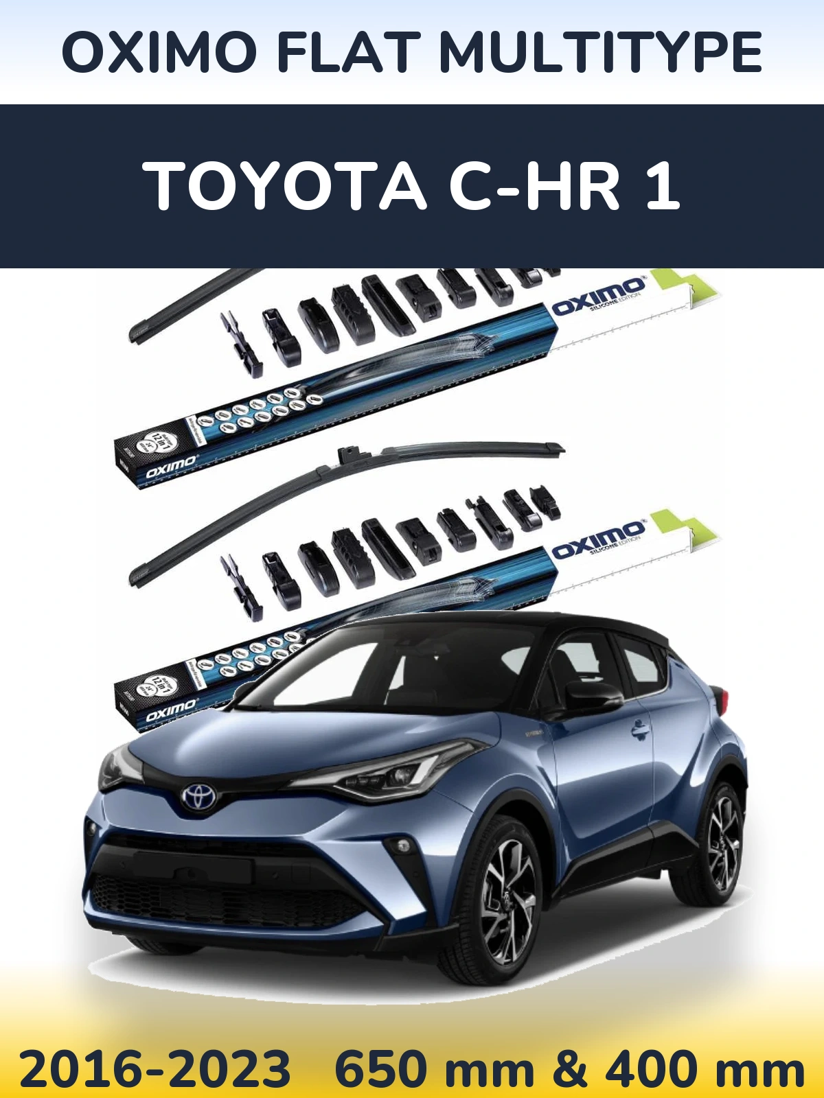 Комплект передних дворников Oximo Flat MultiТипe 650 & 400 мм для Toyota C-HR 1 2016-2023
