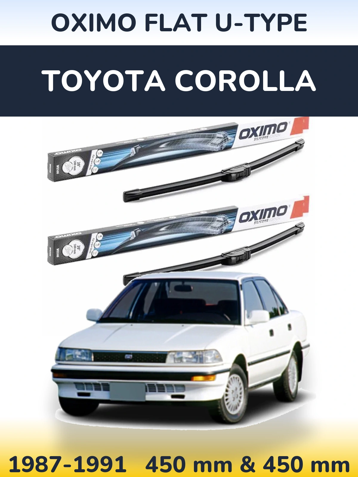 Komplet przednich wycieraczek Oximo Flat U-type 450 & 450 mm do Toyota Corolla 1987-1991