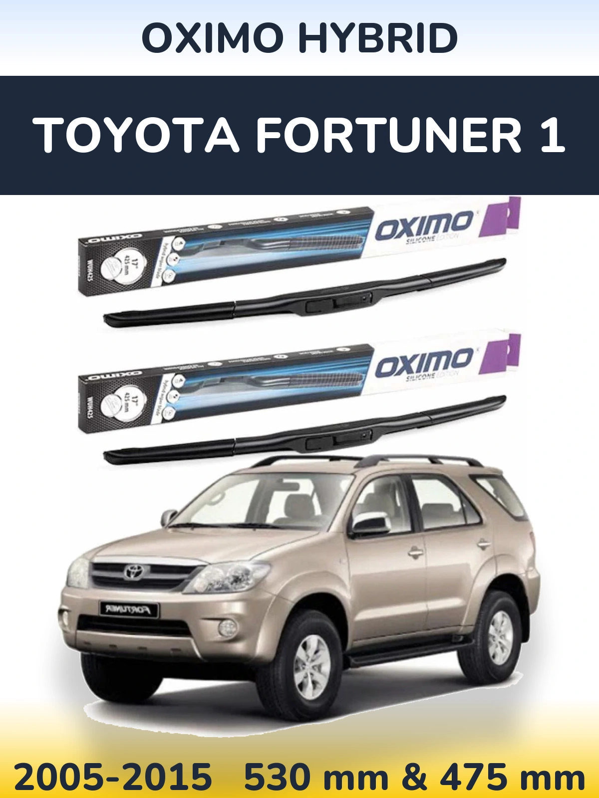 Komplet przednich wycieraczek Oximo Hybrid 530 & 475 mm do Toyota Fortuner 1 2005-2015