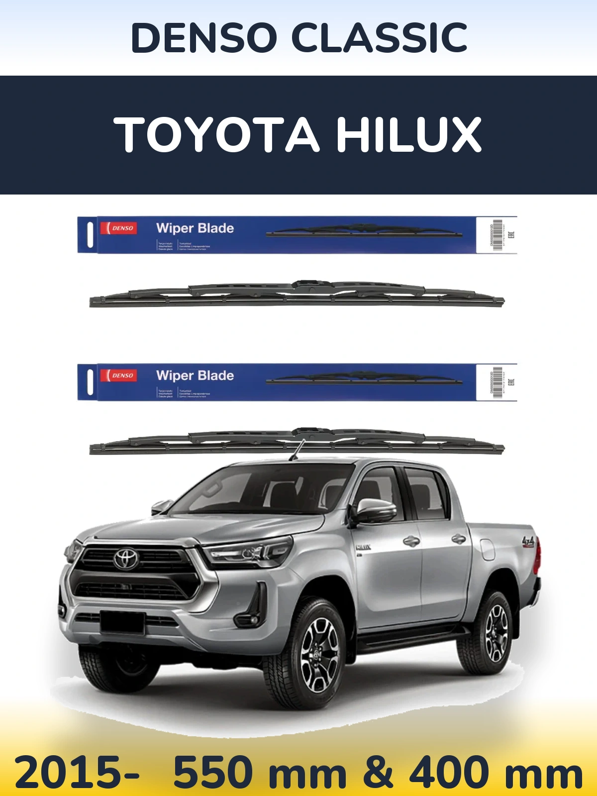 Komplet przednich wycieraczek Denso Classic 550 & 400 mm do Toyota Hilux 2015-2026